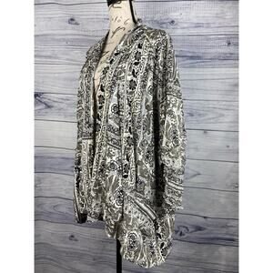 Patrons of Peace Open Front Cardigan Floral Womens Size M Oversized Pockets